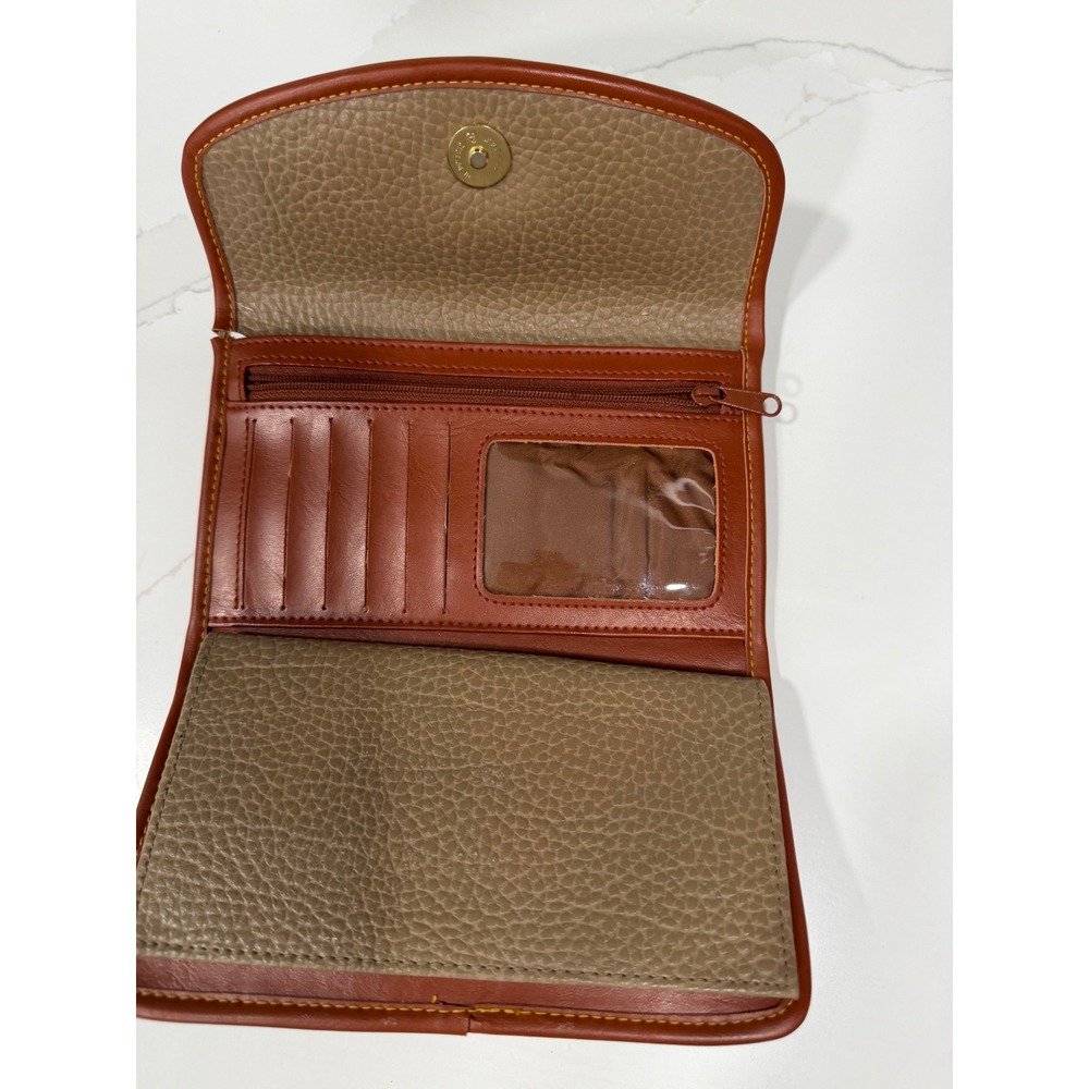 Dooney & Bourke Vintage All Weather Leather Checkbook Clutch Wallet Taupe Tan - Picture 5 of 9